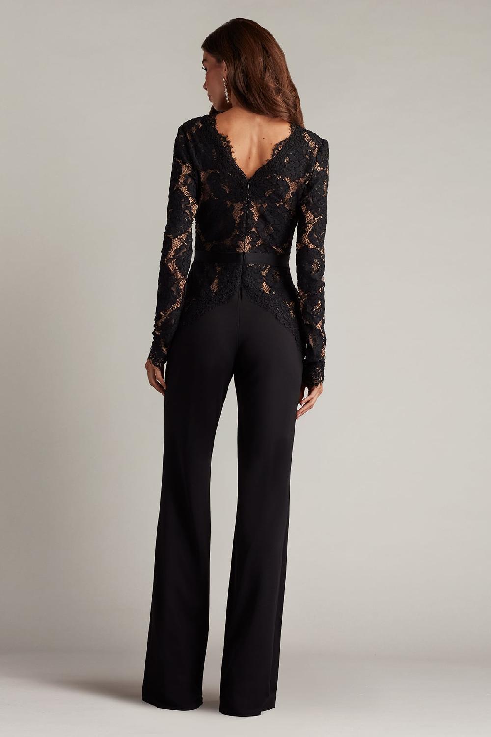 Tadashi Shoji Amaris Plunging Illusion Lace Jumpsuit