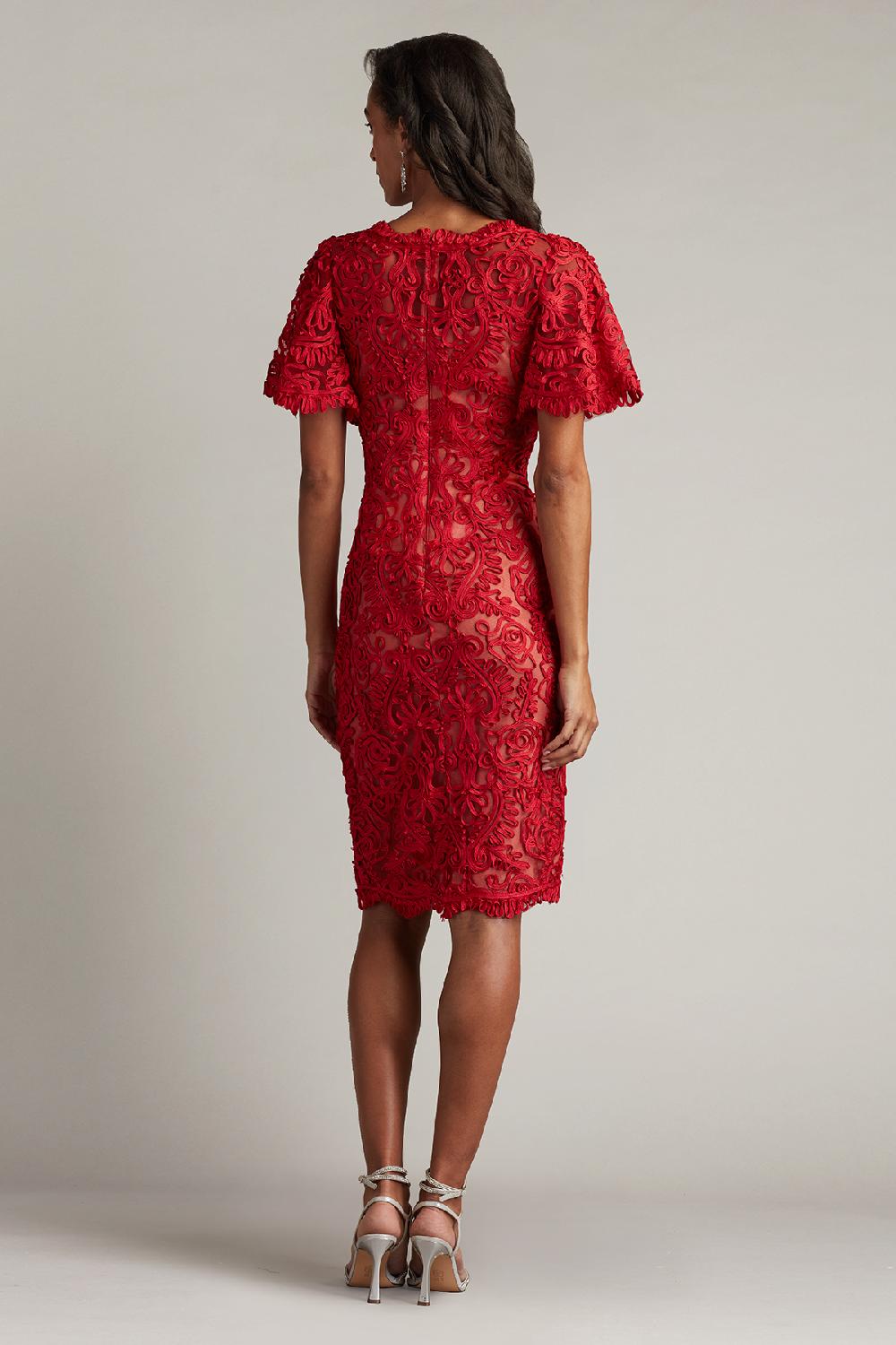 Tadashi Shoji Arnett Embroidered Flutter Sleeve Dress