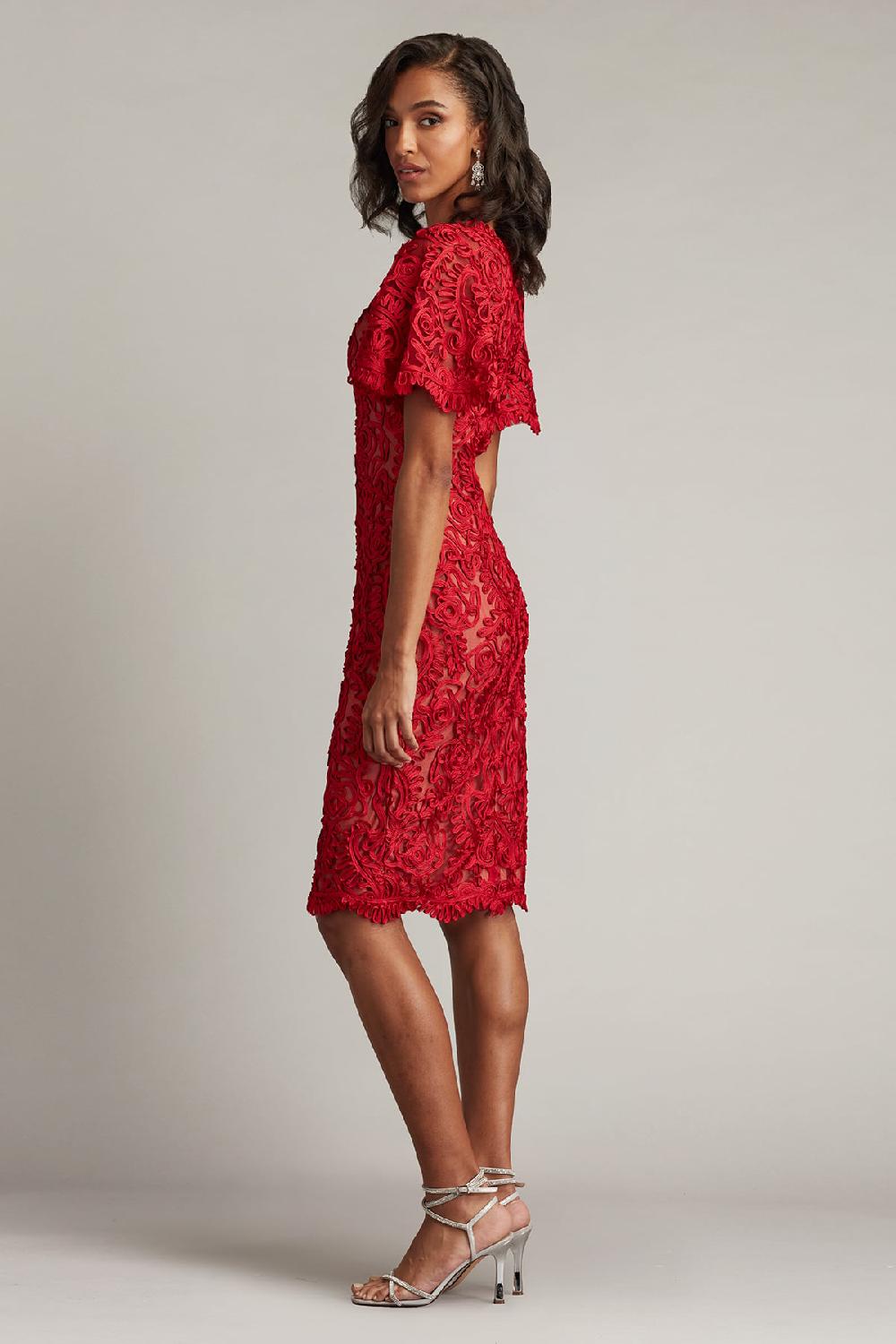 Tadashi Shoji Arnett Embroidered Flutter Sleeve Dress