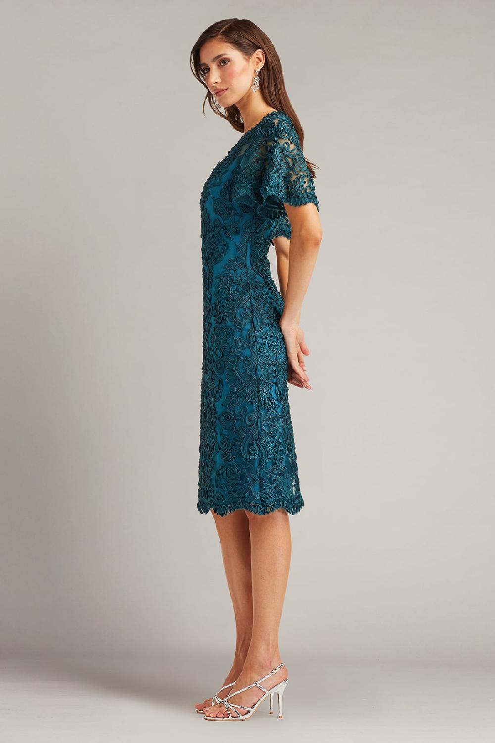 Tadashi Shoji Arnett Embroidered Flutter Sleeve Dress
