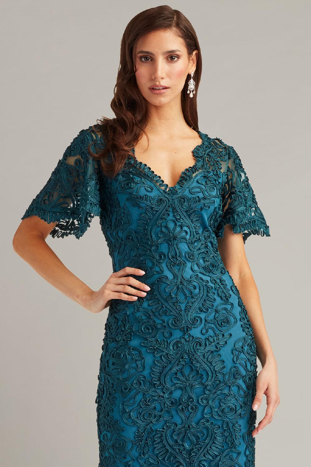 Tadashi Shoji Arnett Embroidered Flutter Sleeve Dress