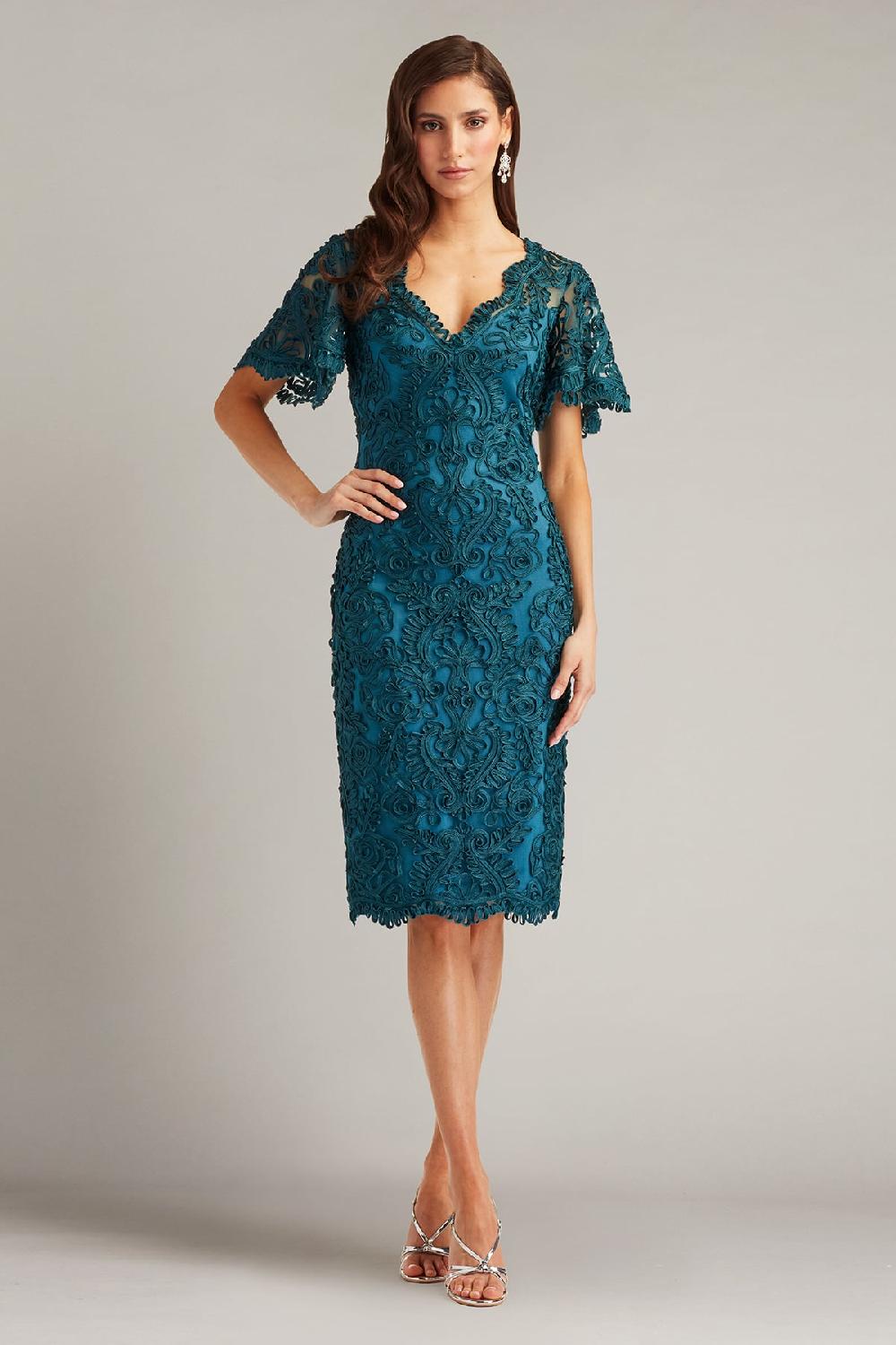 tadashi shoji Arnett Embroidered Flutter Sleeve Dress