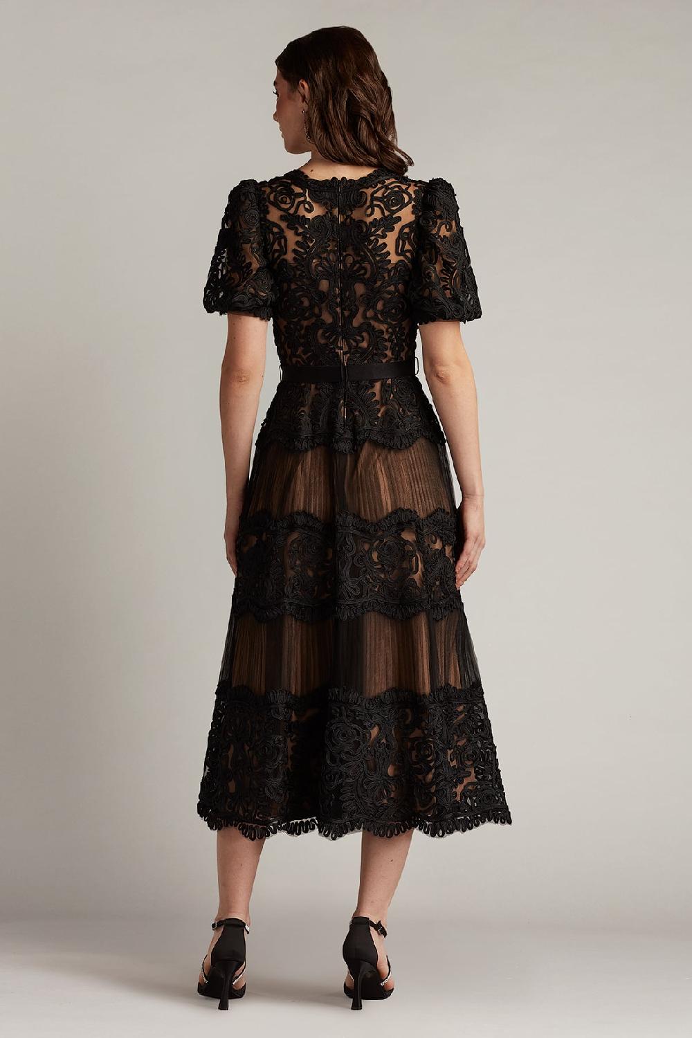 Tadashi Shoji Belline Embroidered Chiffon Midi Dress