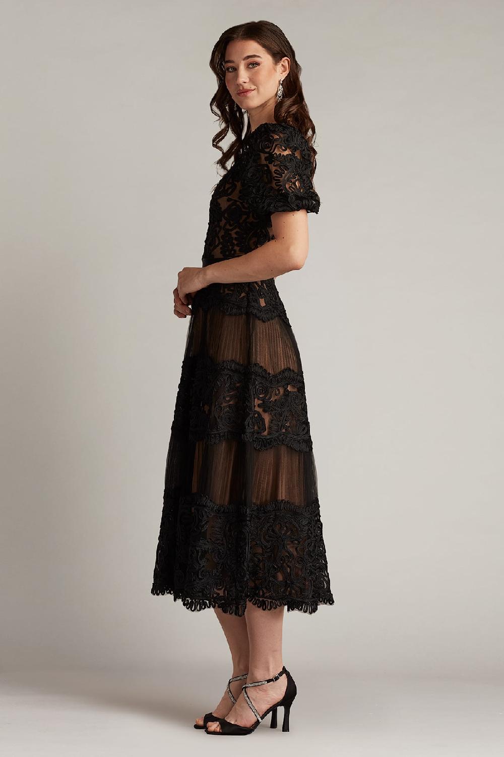 Tadashi Shoji Belline Embroidered Chiffon Midi Dress