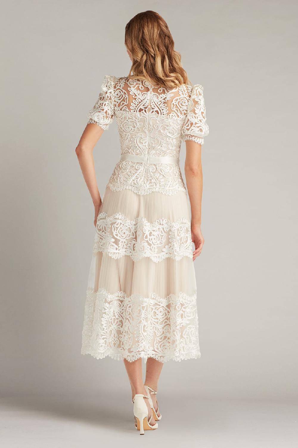 Tadashi Shoji Belline Embroidered Chiffon Midi Dress