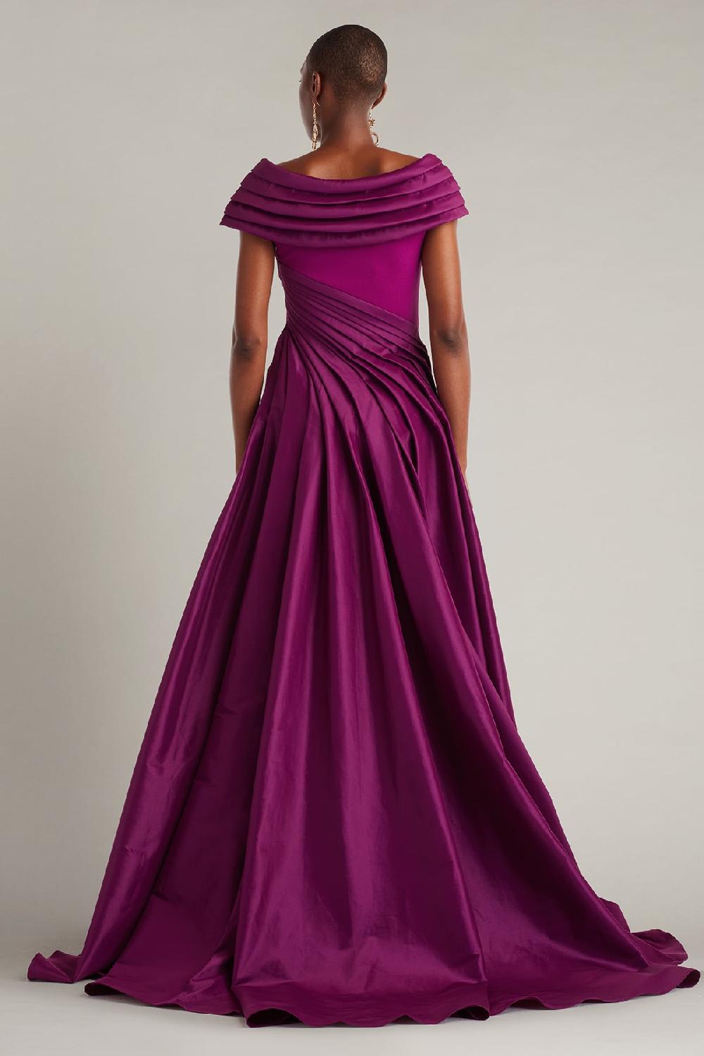 Tadashi Shoji Blanka Draped Contrast Taffeta Ball Gown