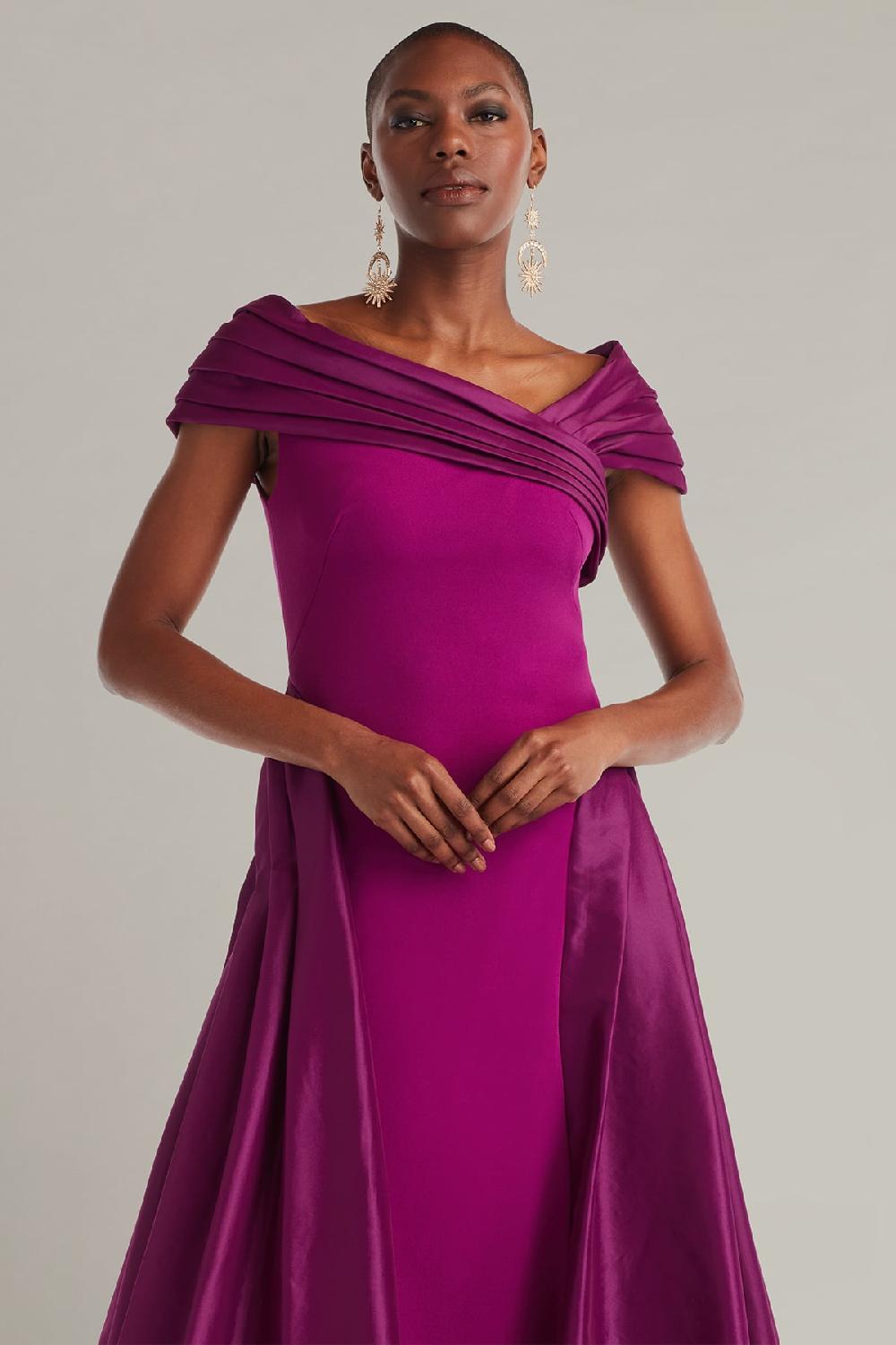 Tadashi Shoji Blanka Draped Contrast Taffeta Ball Gown