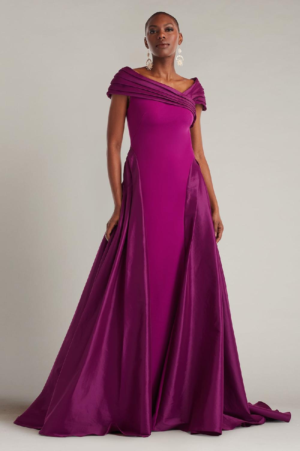 tadashi shoji Blanka Draped Contrast Taffeta Ball Gown