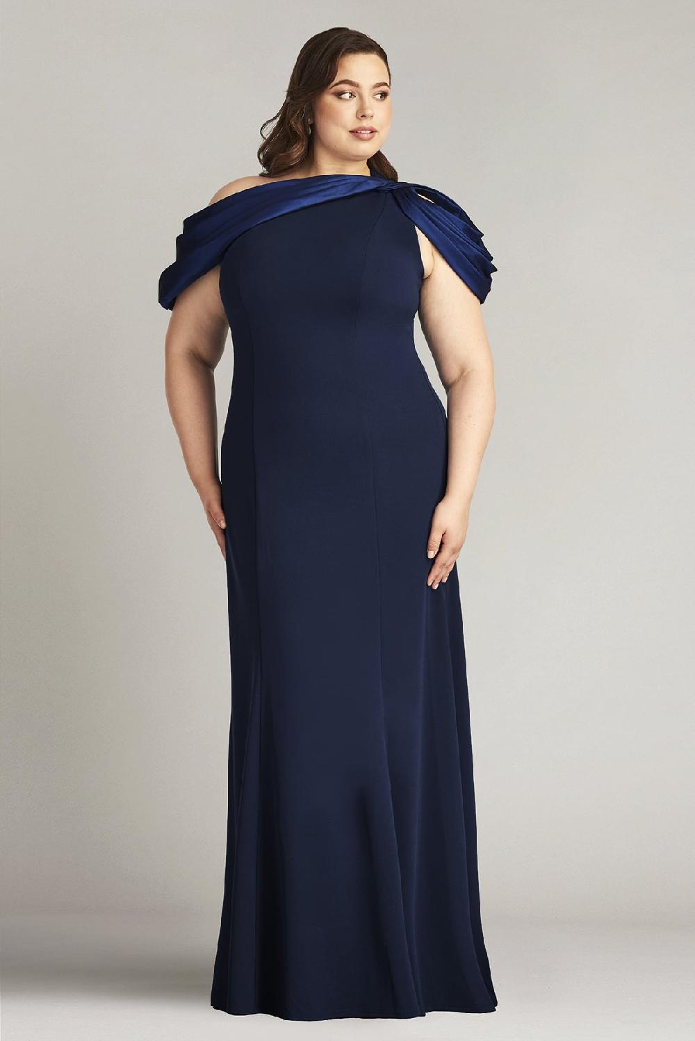 Tadashi Shoji Carlene Shoulder Drape Gown - PLUS SIZE