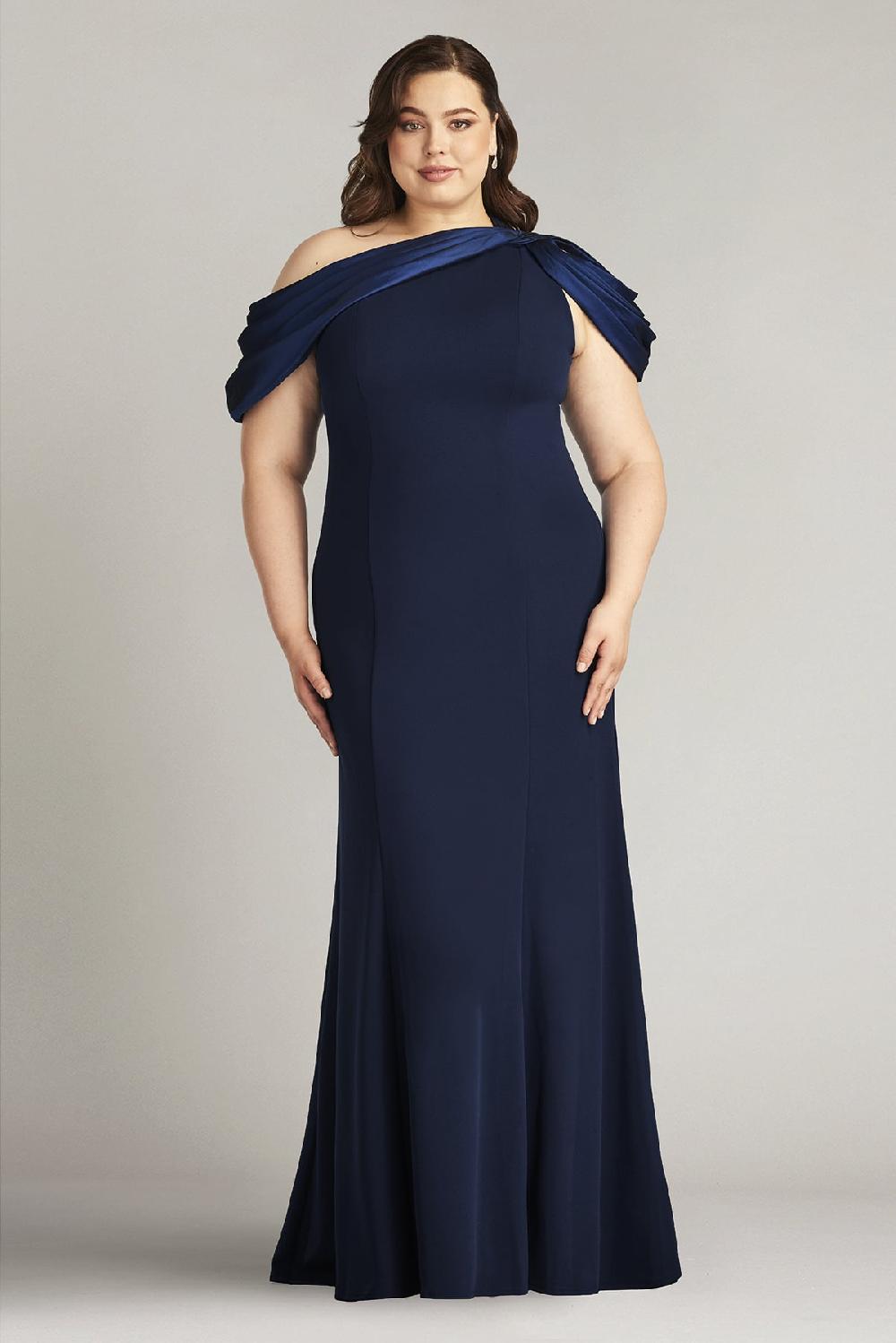 tadashi shoji Carlene Shoulder Drape Gown - PLUS SIZE