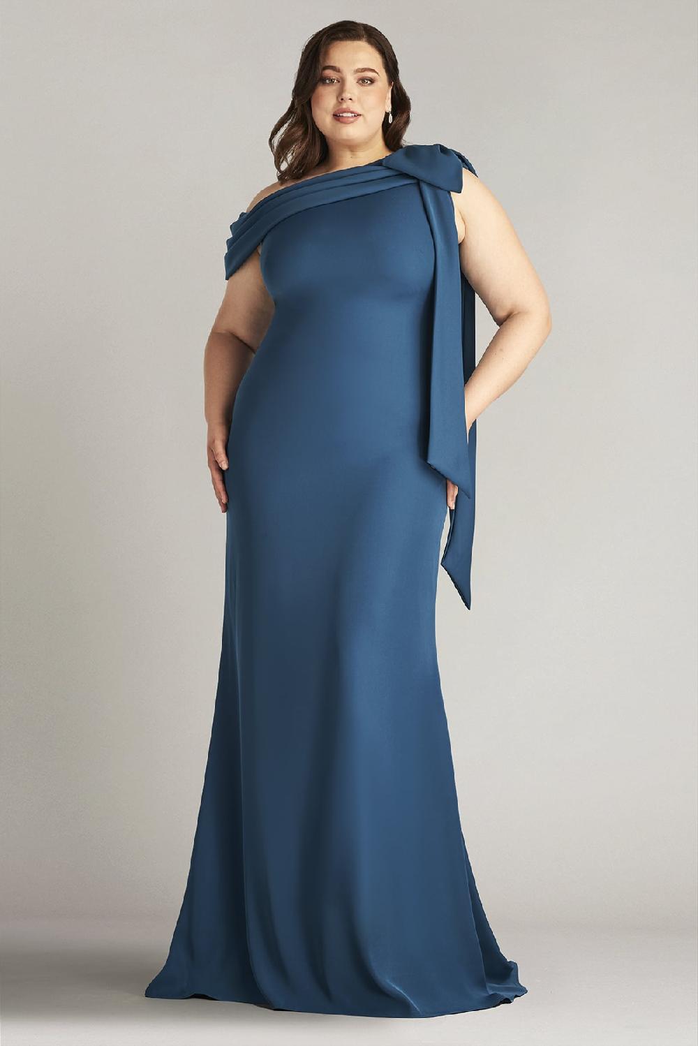 tadashi shoji Cassia Bow-Shoulder Crepe Gown - PLUS SIZE