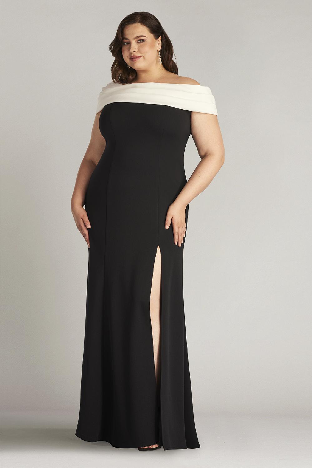 Tadashi Shoji Dalton Two-Tone Off-Shoulder Gown- PLUS SIZE
