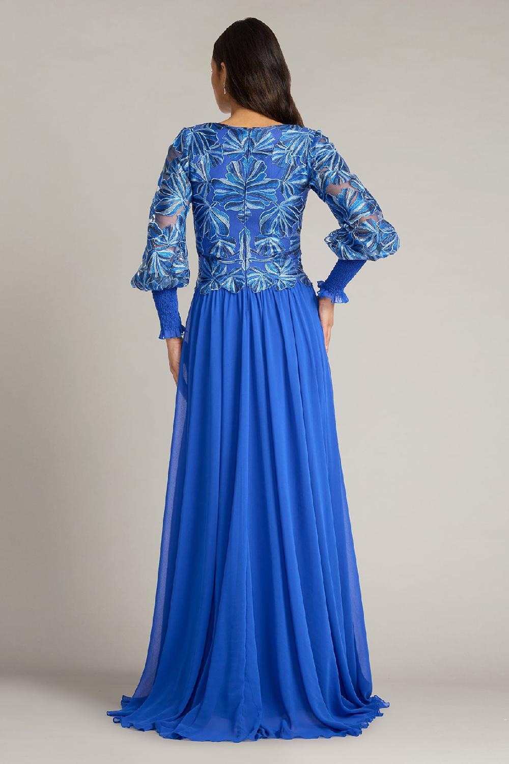 Tadashi Shoji Dansby Embroidered Bishop Sleeve Gown