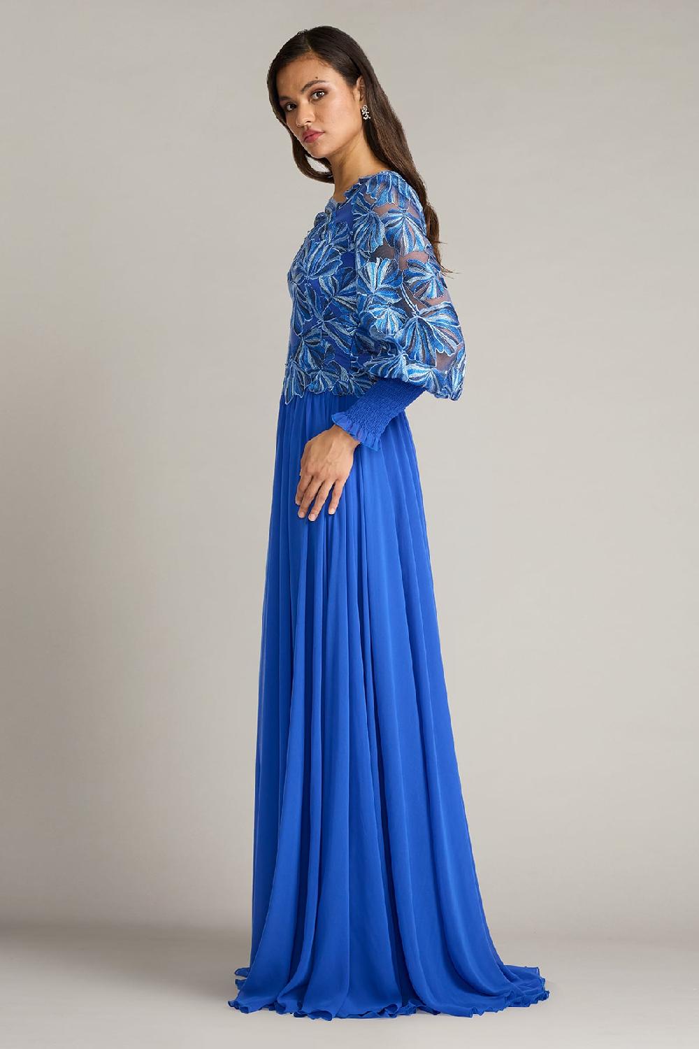 Tadashi Shoji Dansby Embroidered Bishop Sleeve Gown