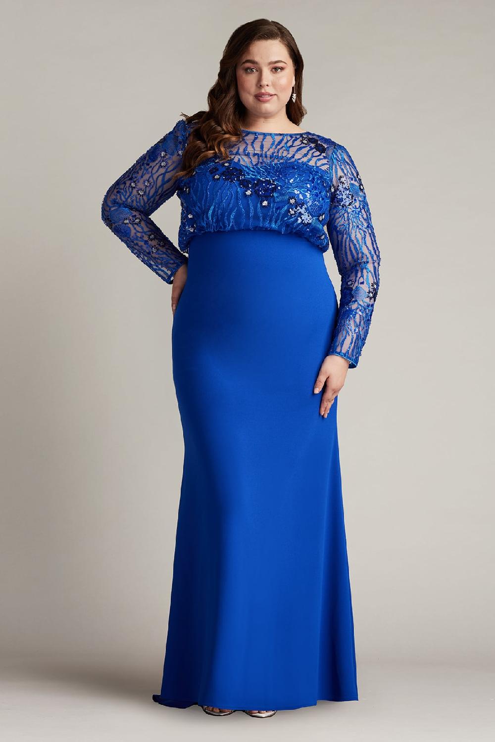 Tadashi Shoji Garnet Sequin Embroidered Blouson Gown - PLUS SIZE