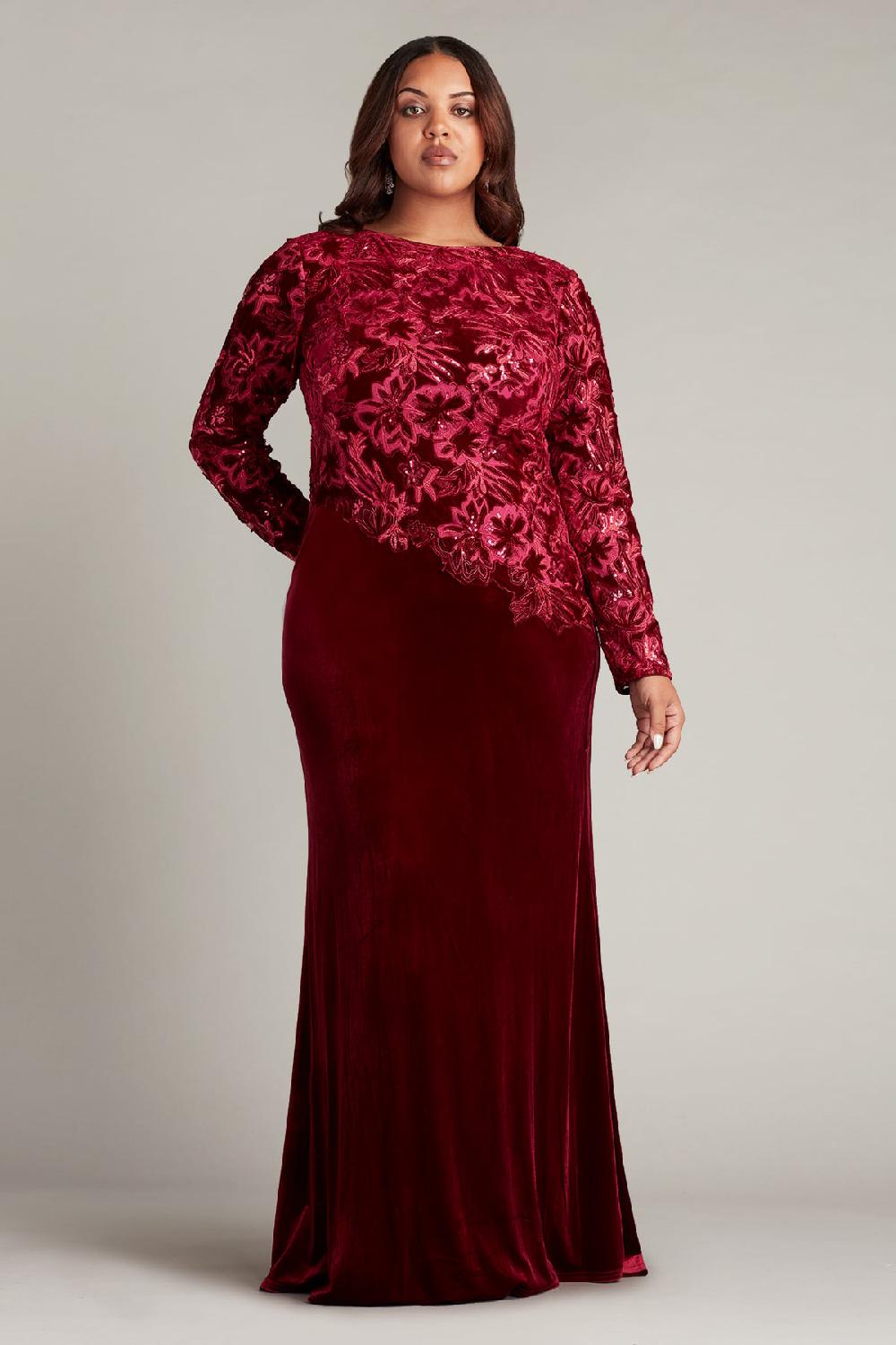 Tadashi Shoji Gatlin Sequin Burnout Velvet Gown - PLUS SIZE