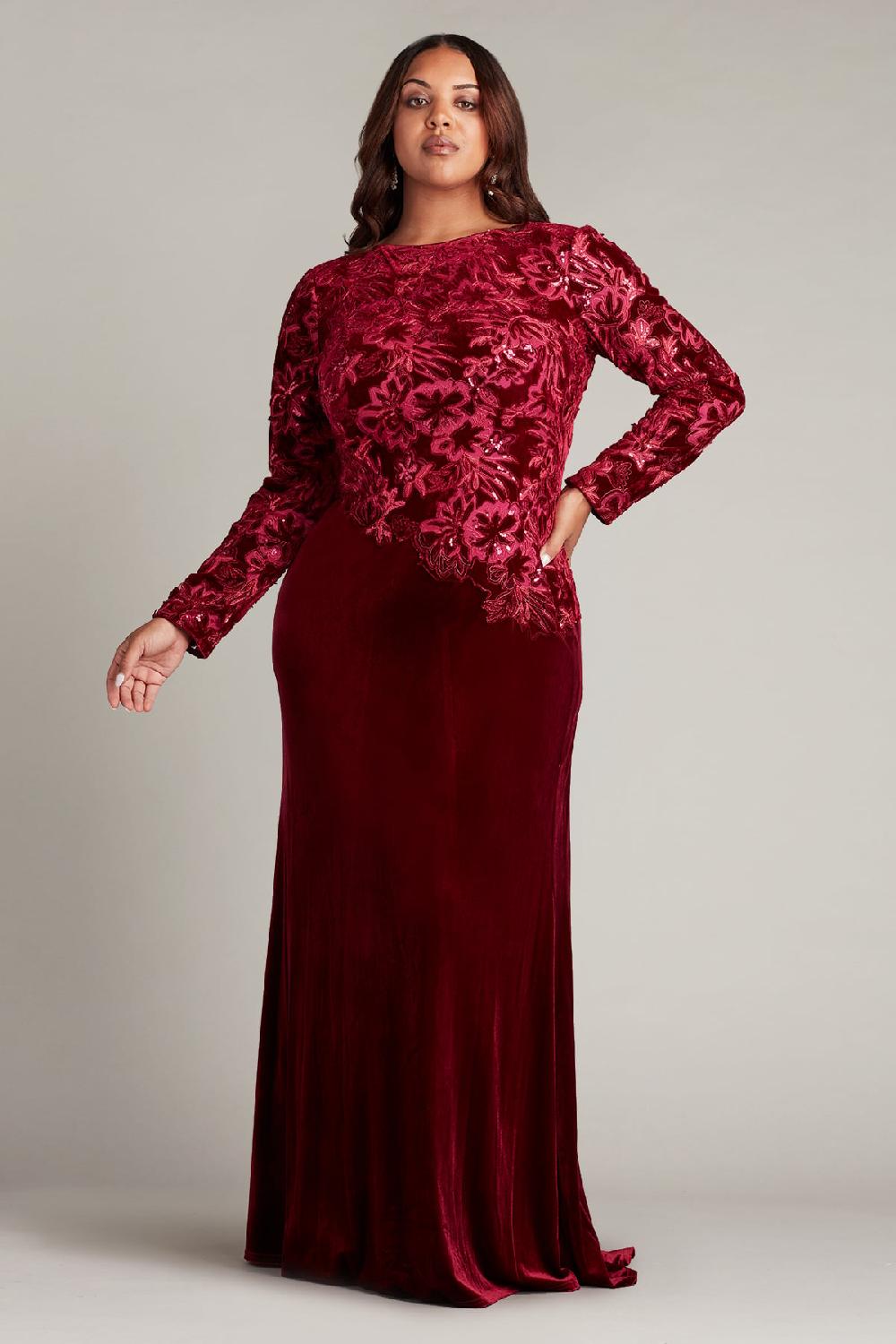 tadashi shoji Gatlin Sequin Burnout Velvet Gown - PLUS SIZE