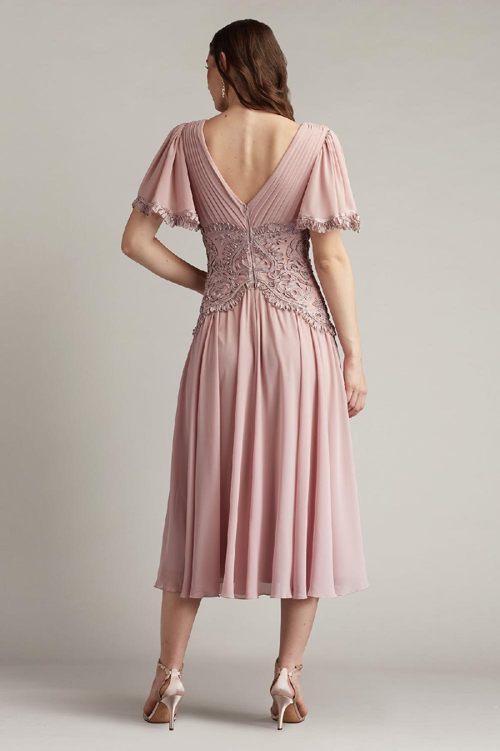 Tadashi Shoji Indira Embroidered Chiffon Midi Dress