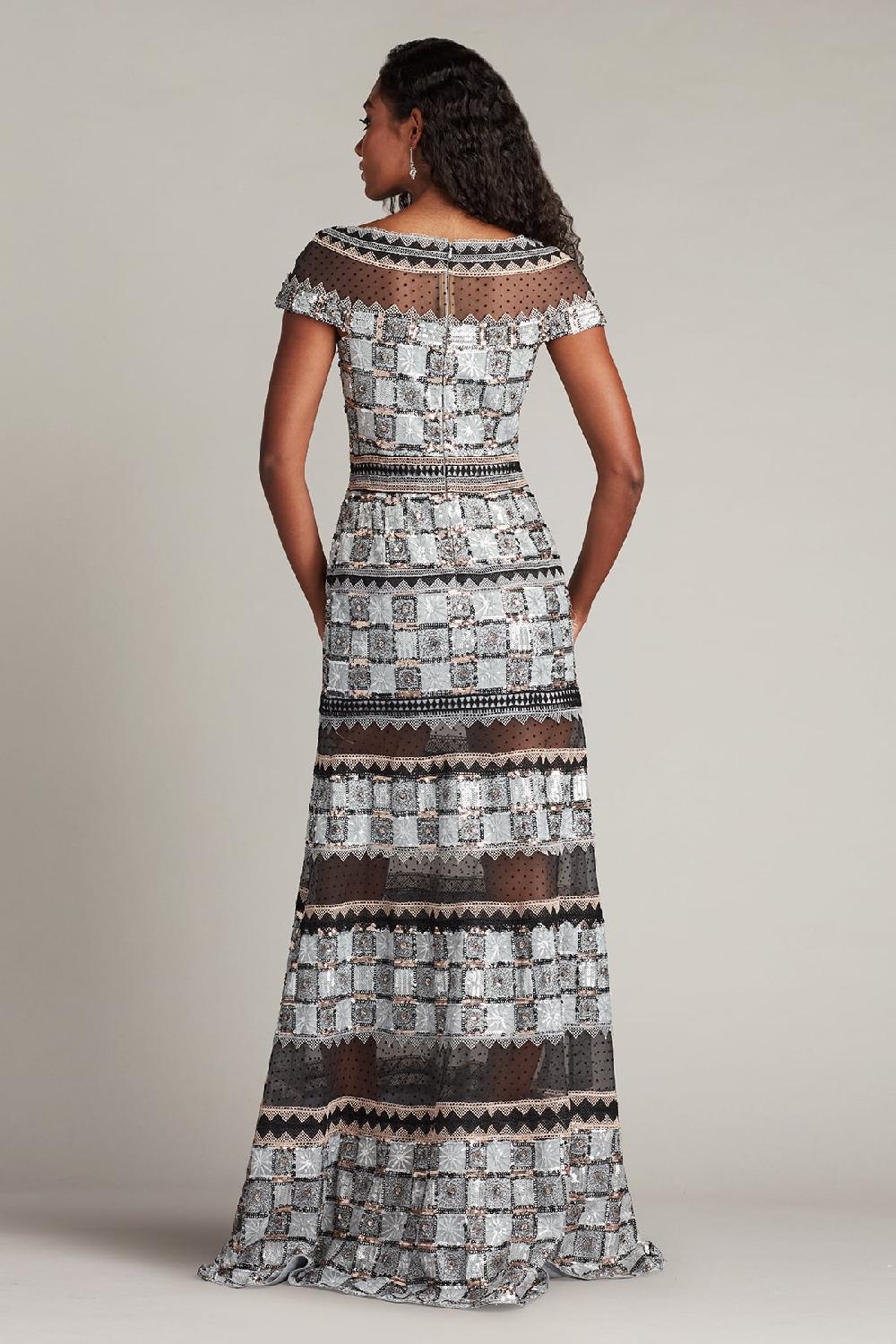 Tadashi Shoji Jovie Sequin Embroidered Illusion Gown