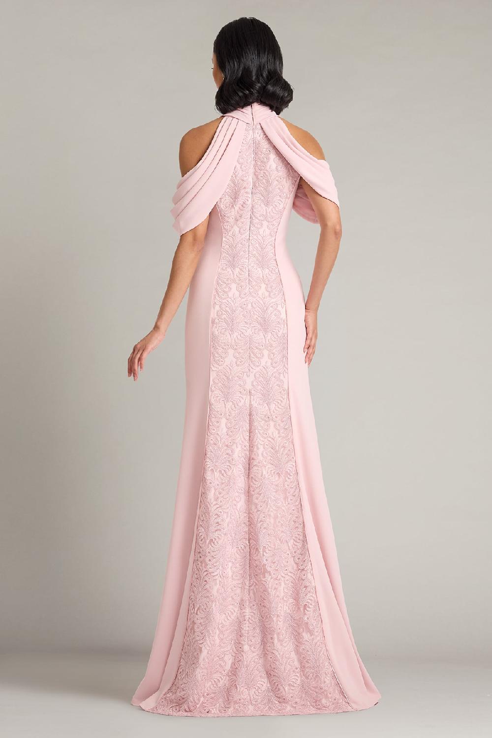 Tadashi Shoji Kato Embroidered Off-Shoulder Halter Gown