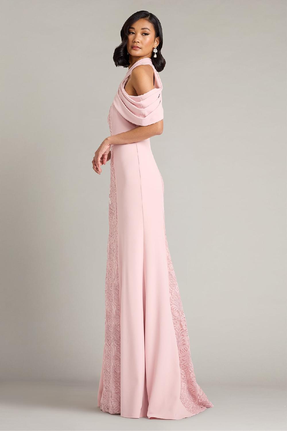 Tadashi Shoji Kato Embroidered Off-Shoulder Halter Gown
