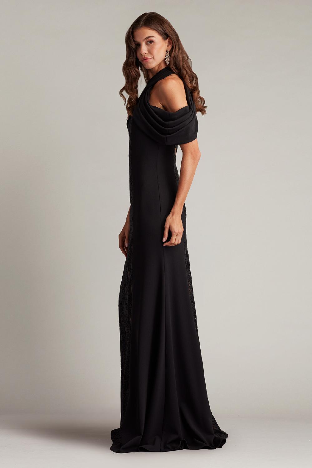 Tadashi Shoji Kato Embroidered Off-Shoulder Halter Gown