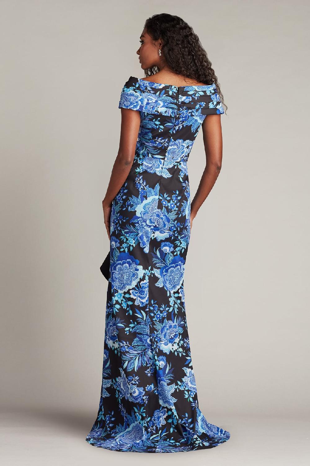Tadashi Shoji Leticia Floral Waterfall Flounce Gown