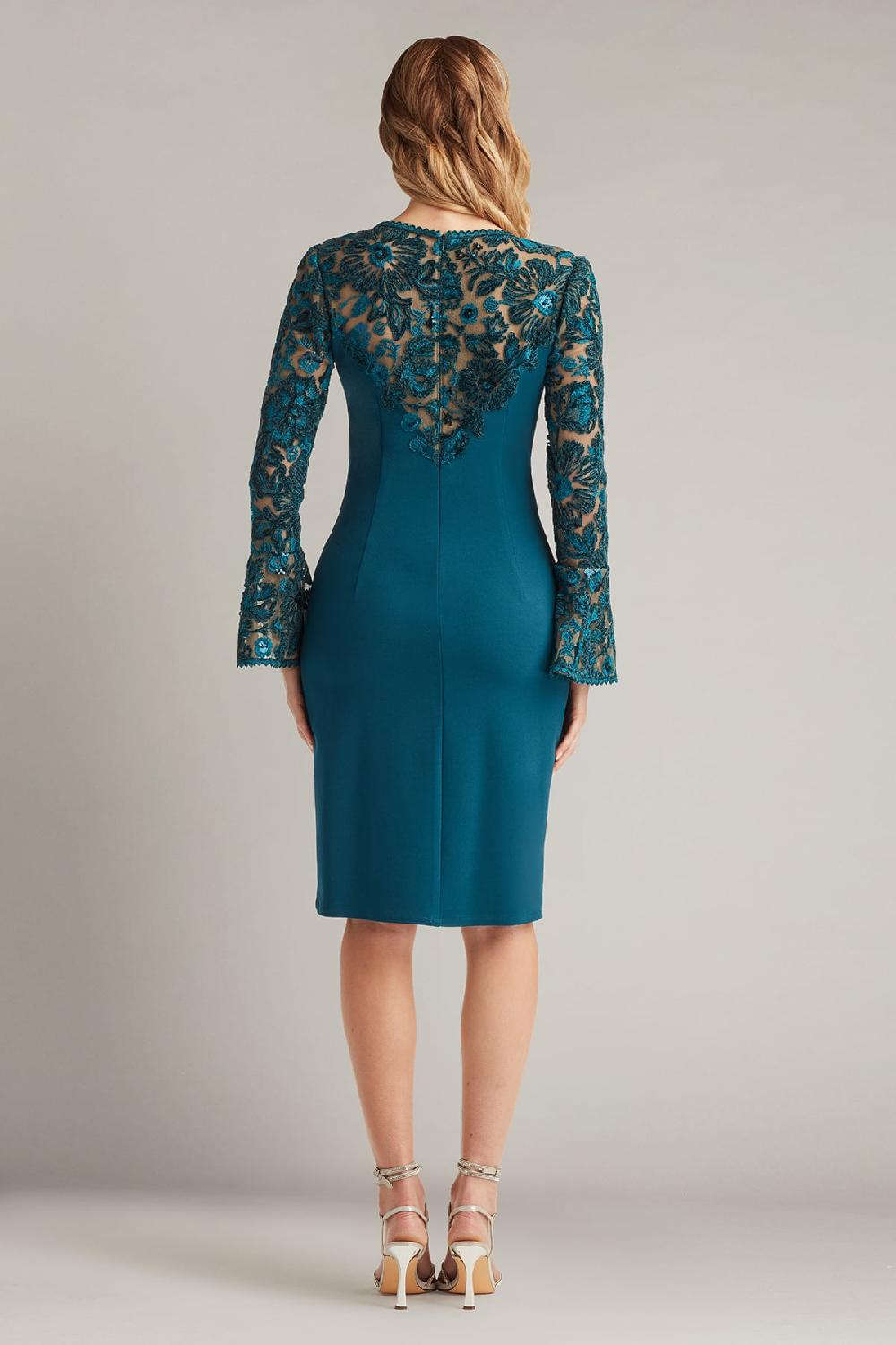 Tadashi Shoji Lou Embroidered Crepe Bell Sleeve Dress