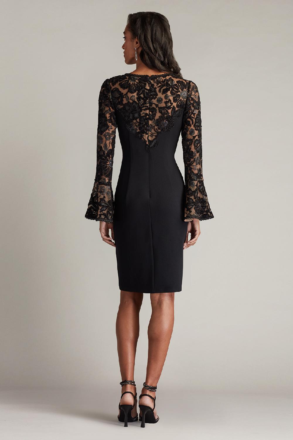 Tadashi Shoji Lou Embroidered Crepe Bell Sleeve Dress
