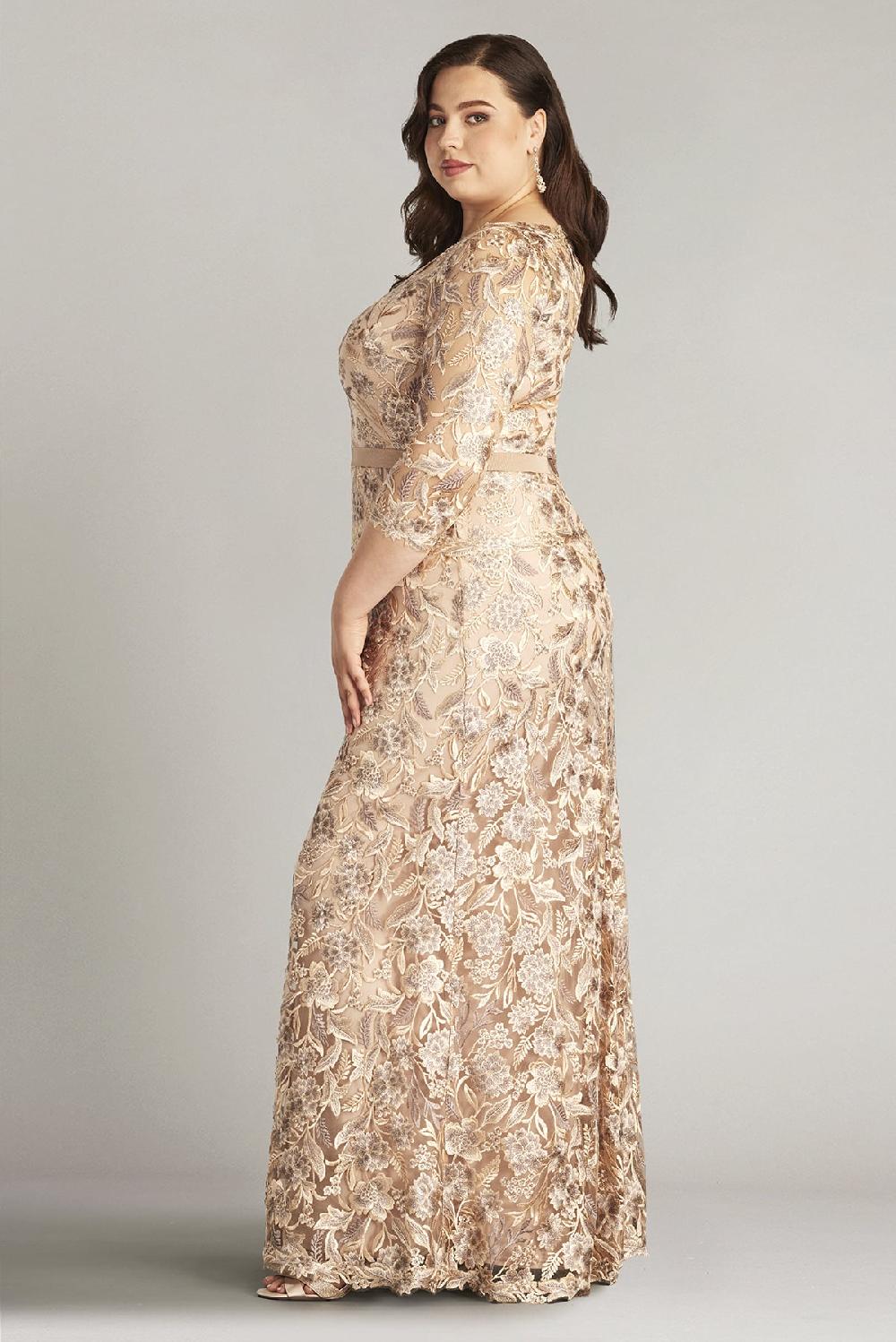 Tadashi Shoji Marcel Embroidered Illusion Gown - PLUS SIZE