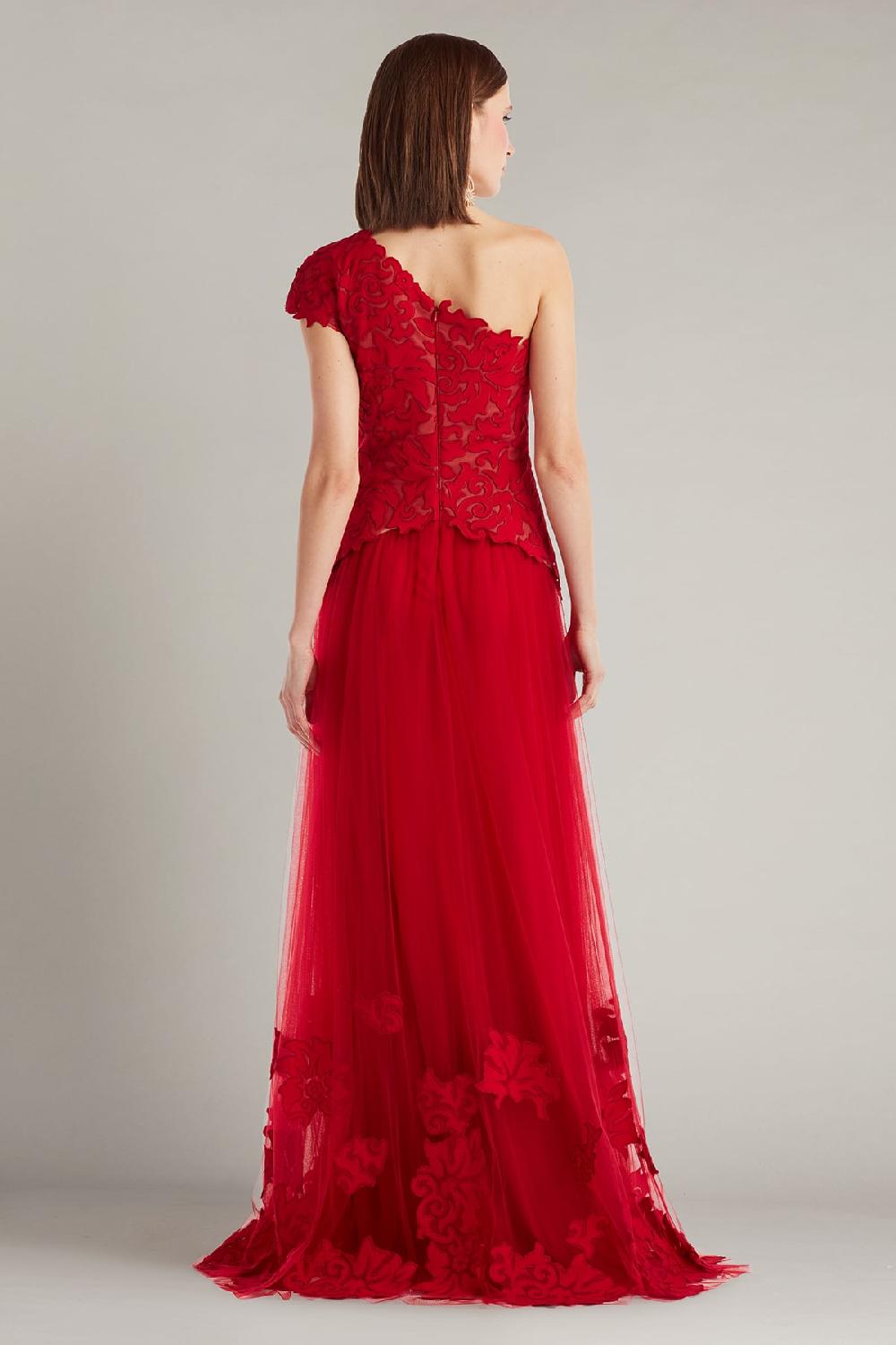 Tadashi Shoji Marcelline One-Shoulder Laser-Cut Gown