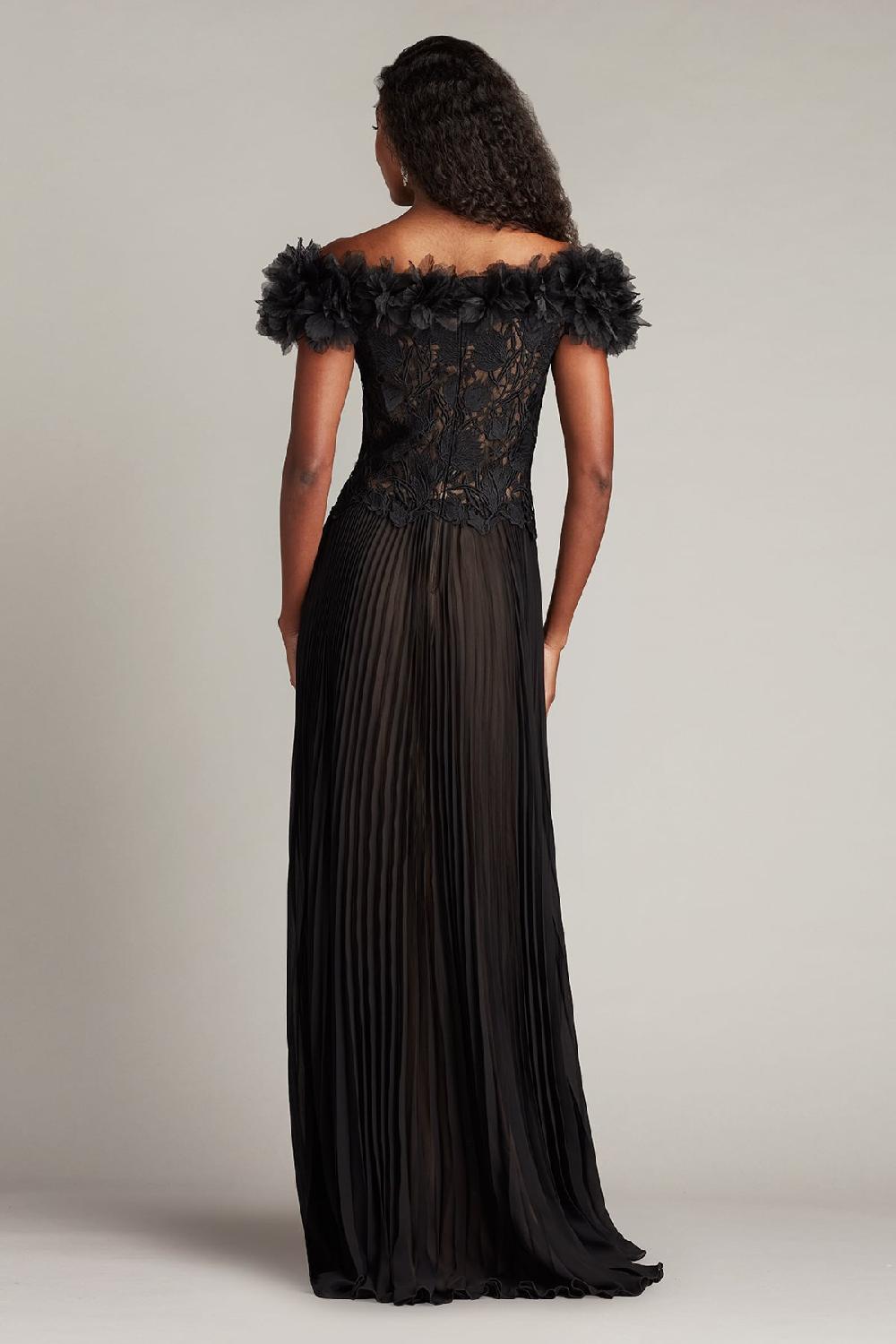 Tadashi Shoji Margaux Off-Shoulder Floral Ruffle Trim Gown