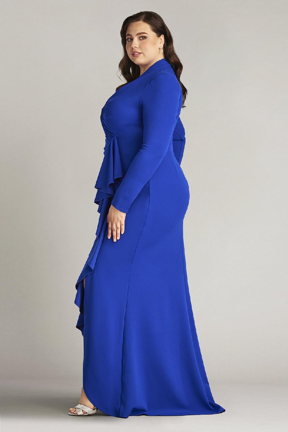 Tadashi Shoji Markum Long-Sleeve Flounce Gown - PLUS SIZE