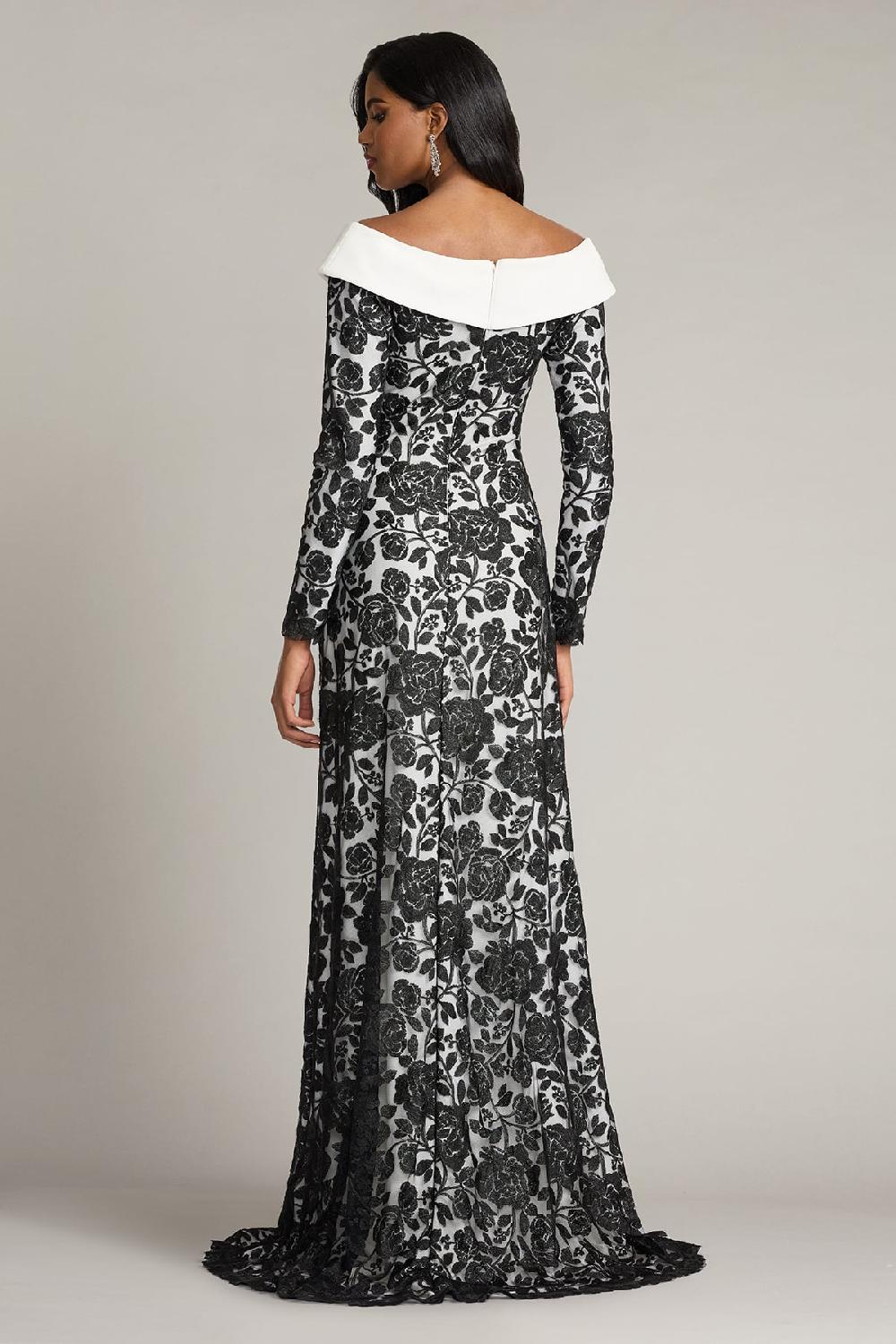 Tadashi Shoji Melara Off-Shoulder Embroidered Crepe Gown