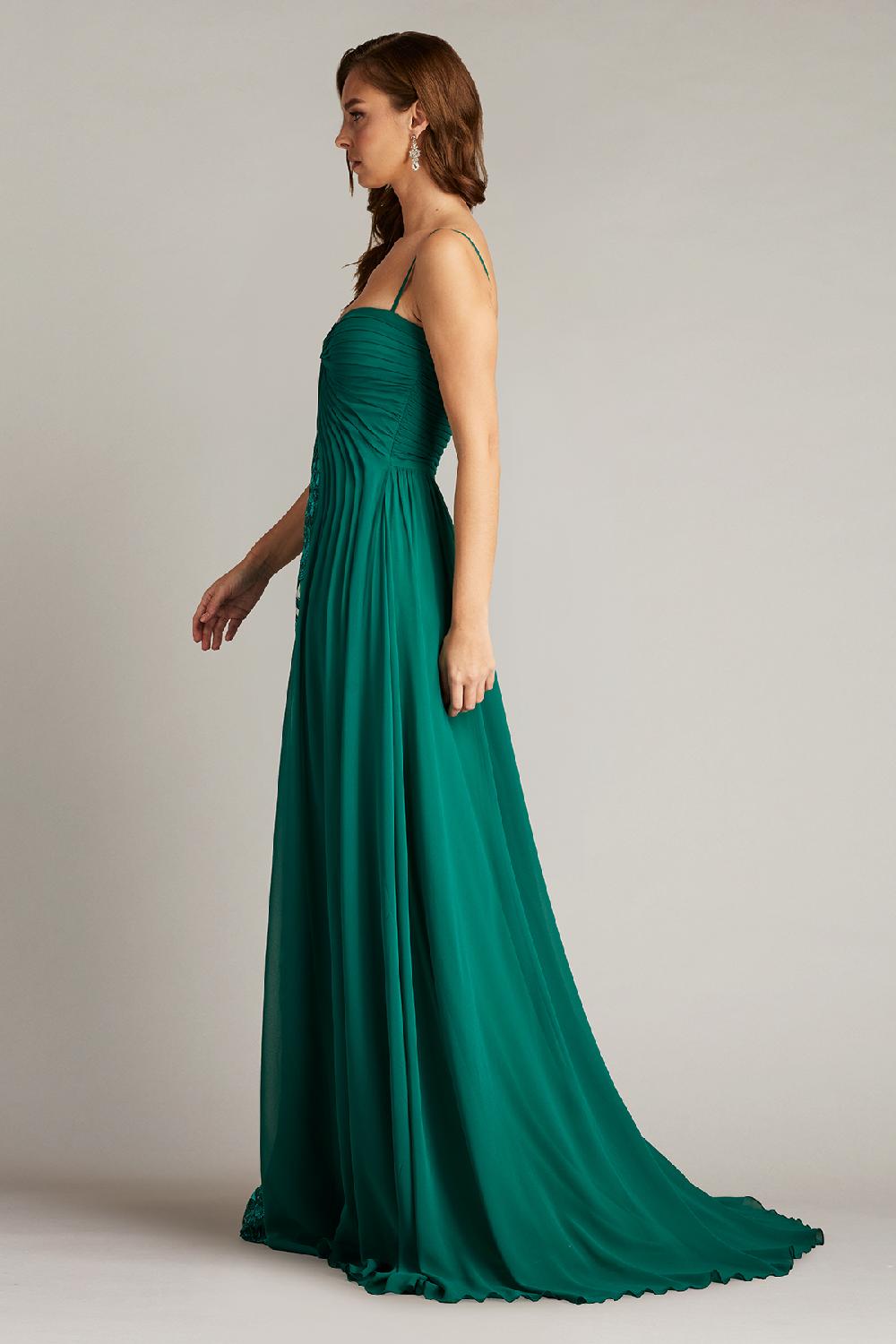 Tadashi Shoji Monte Chiffon Overlay Embroidered Gown