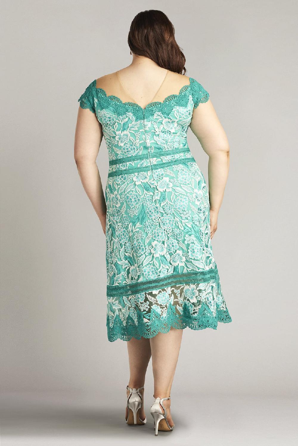 Tadashi Shoji Nance Double Banded Scalloped Lace Dress - PLUS SIZE