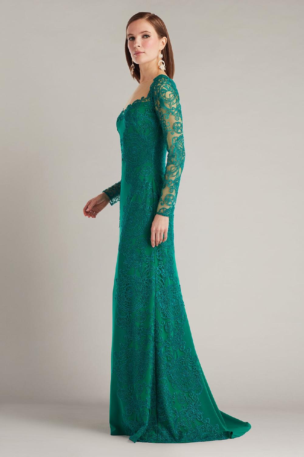 Tadashi Shoji Regal Embroidered Timepiece Lace Gown