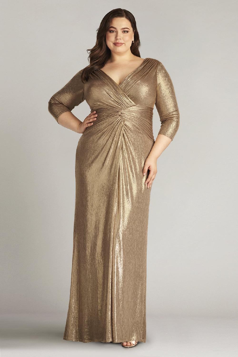 tadashi shoji Ryah Metallic Twist Drape Gown - PLUS SIZE