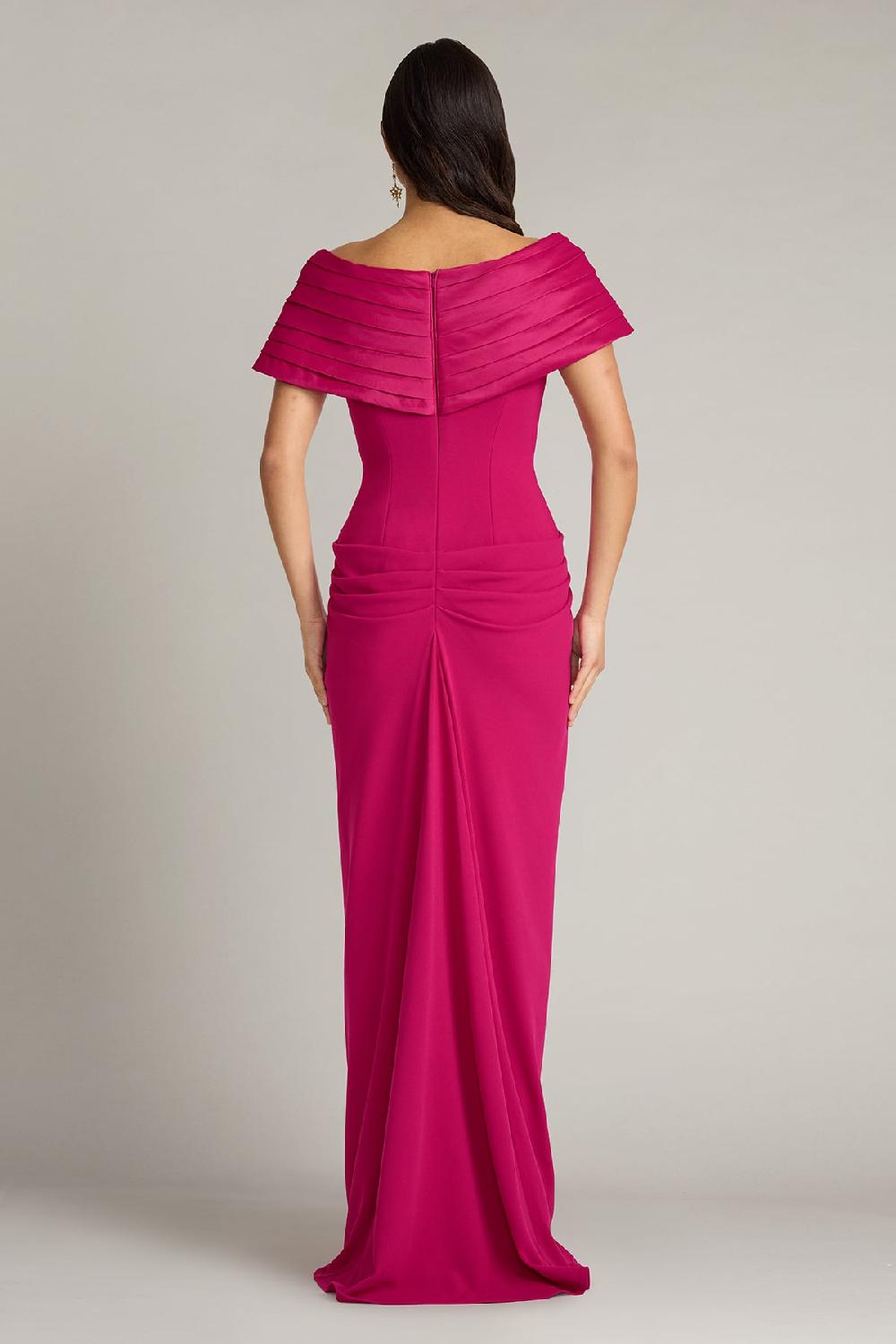Tadashi Shoji Seraphine Pleated Portrait Collar Gown