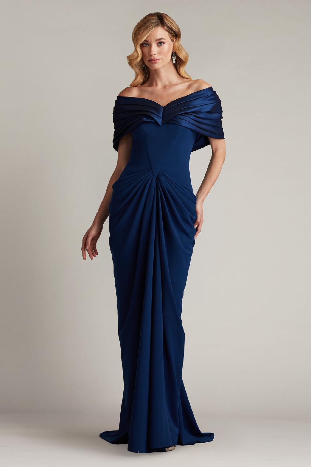 tadashi shoji Seraphine Pleated Portrait Collar Gown
