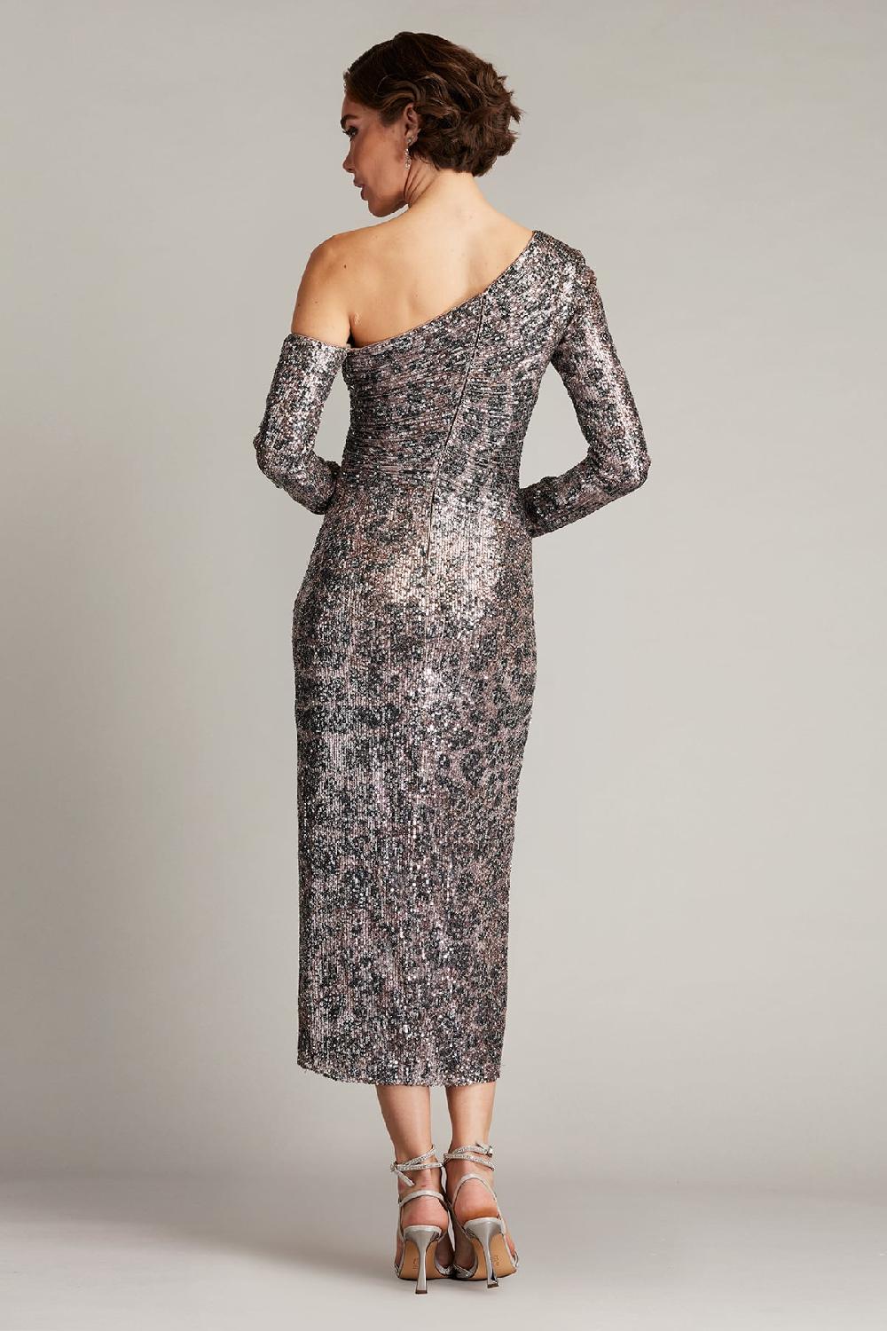 Tadashi Shoji Sevilla Sequin One Shoulder Midi Dress