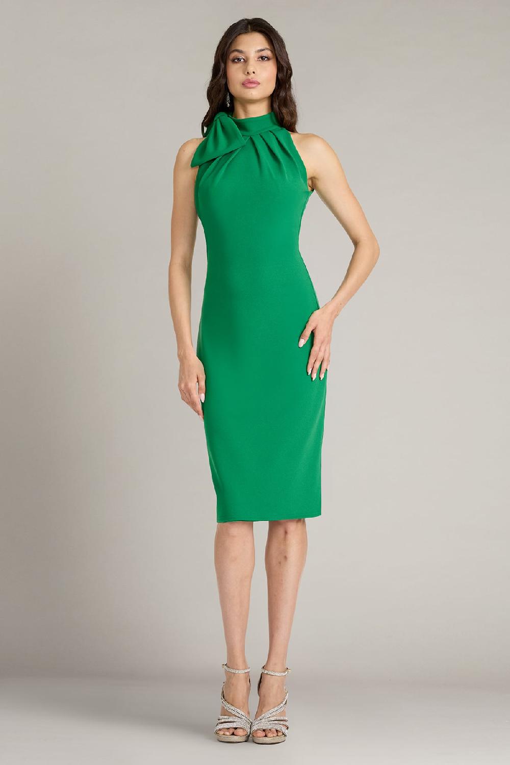 tadashi shoji Sims Taffeta Shoulder Bow Halter Dress