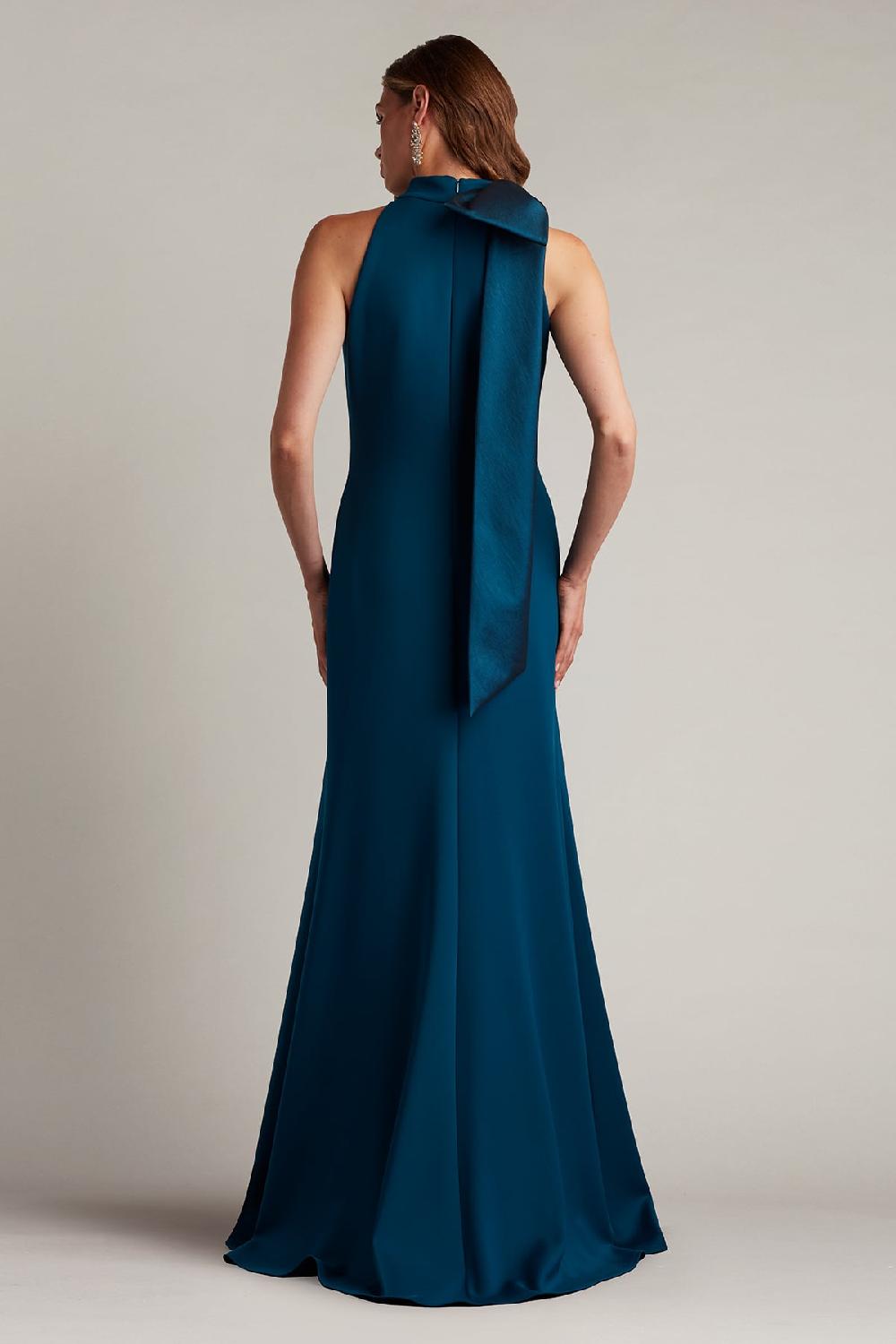 Tadashi Shoji Sims Taffeta Shoulder Bow Halter Gown