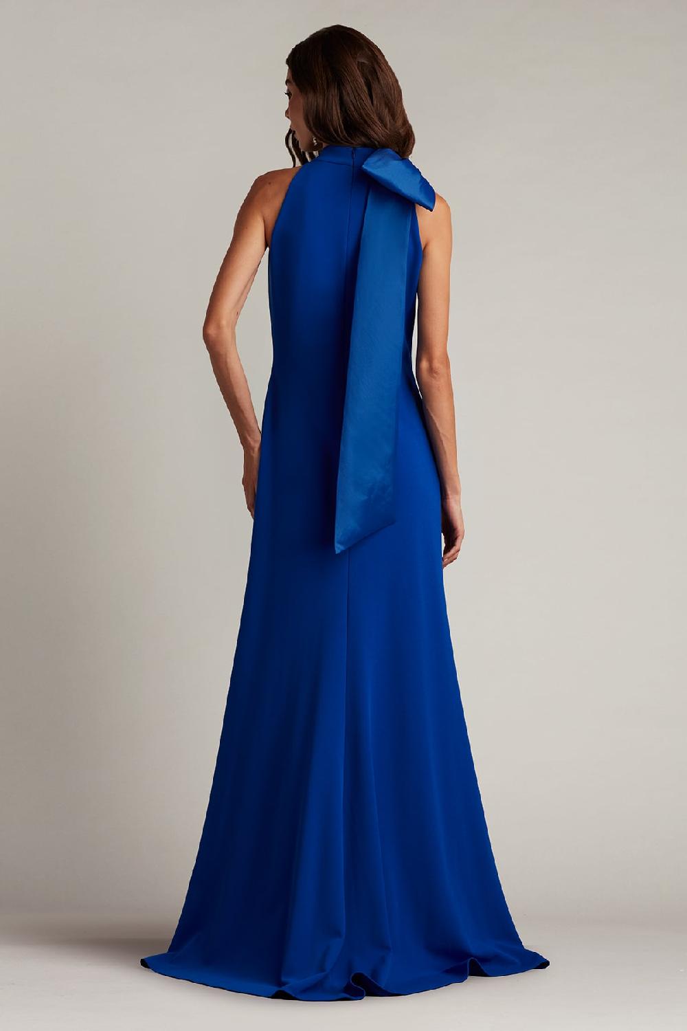 Tadashi Shoji Sims Taffeta Shoulder Bow Halter Gown