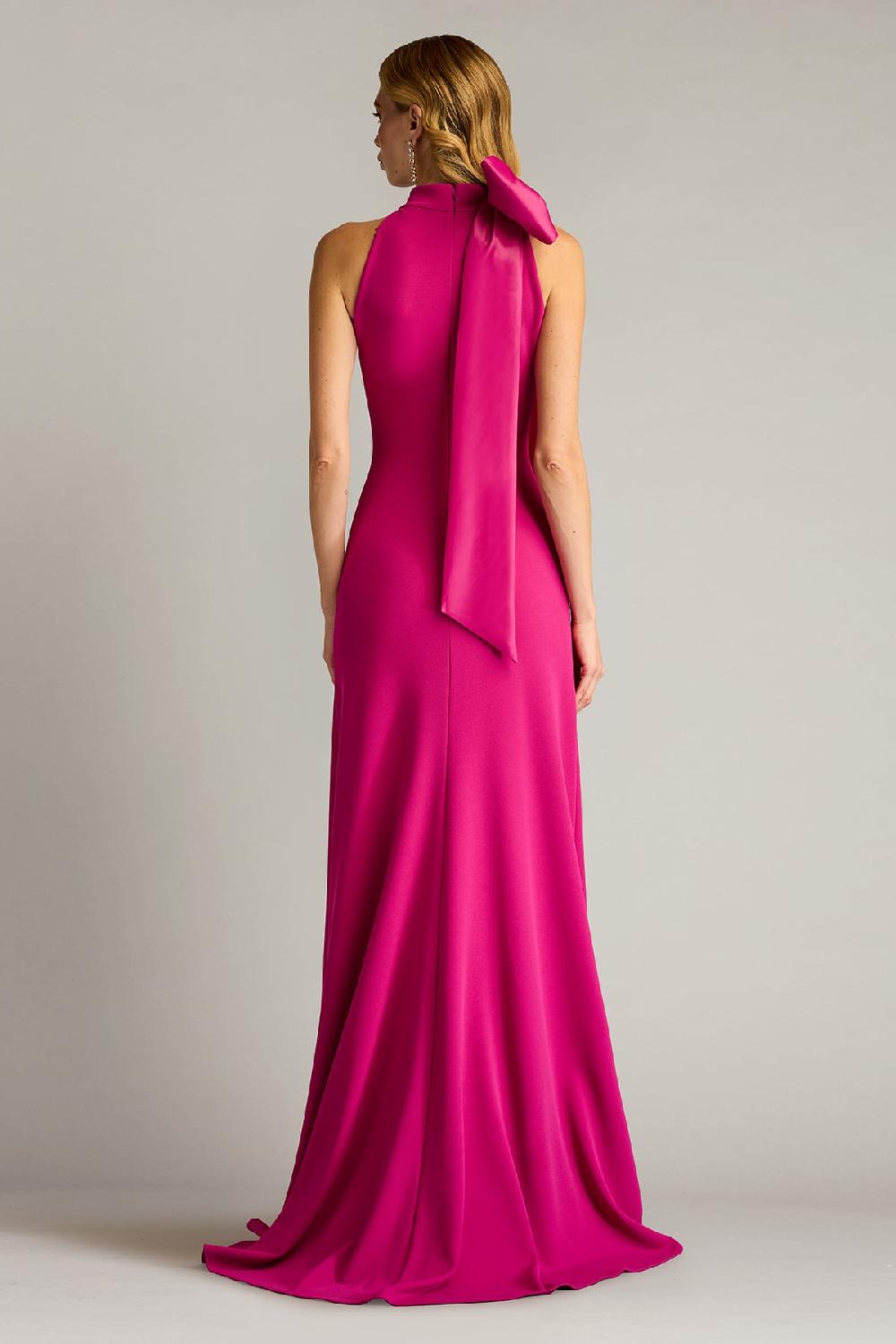 Tadashi Shoji Sims Taffeta Shoulder Bow Halter Gown