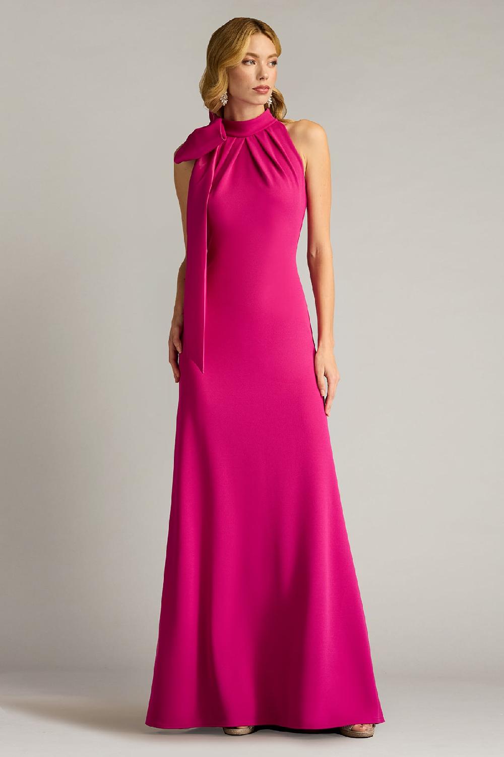 Tadashi Shoji Sims Taffeta Shoulder Bow Halter Gown