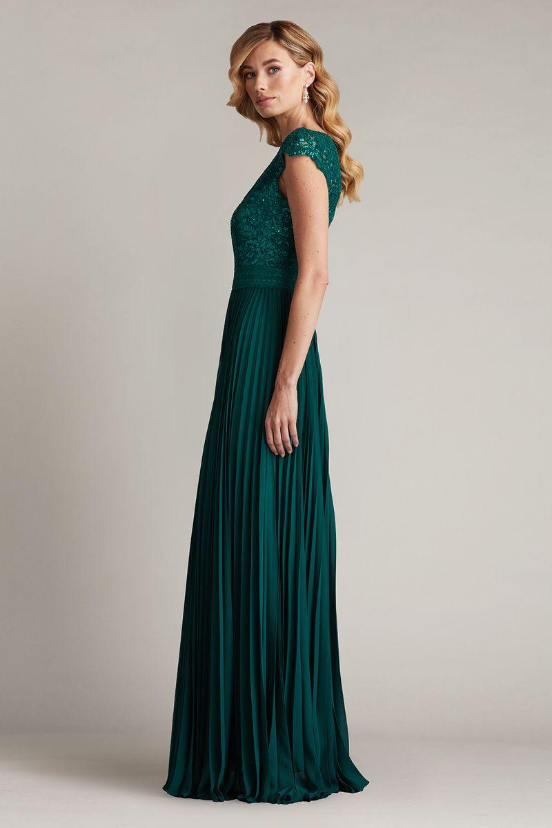 Tadashi Shoji Surette Sequin Embroidered And Pleated Chiffon Gown