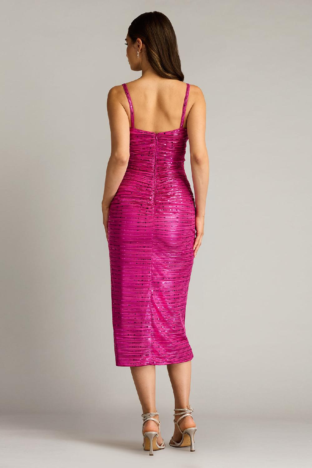 Tadashi Shoji Abby Sequin Ruffle Midi Dress