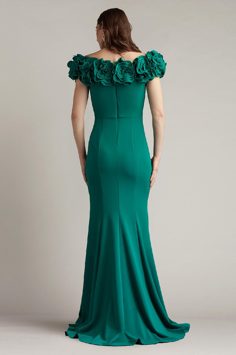 Tadashi Shoji Avenne Rosette-Embellished Gown