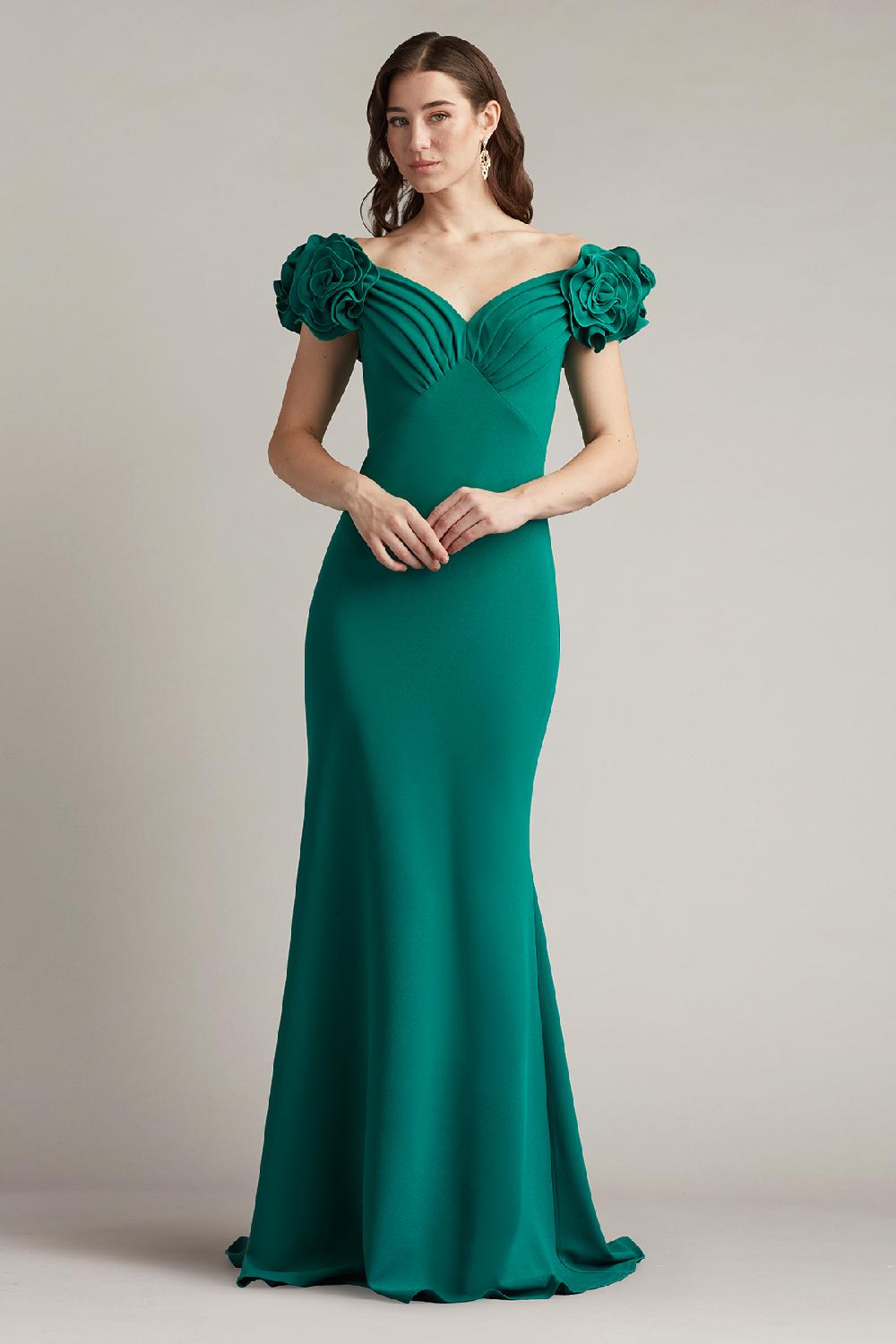 Tadashi Shoji Avenne Rosette-Embellished Gown